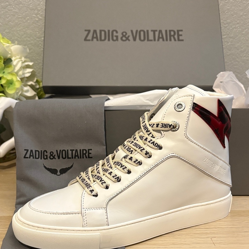 Zadig & Voltaire White Sneakers with Red Star Detail SZ 39 (8)